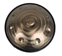 Handpan Steel Drum - Galactic Golden Spiral, 22 pollici 9/10/12 note Re minore strumento for tamburo a mano pesante con borsa for il trasporto, staffa, corda decorativa in rattan (Color : 10Notes)