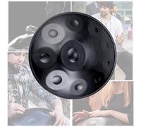 Handpan Strumento A Tamburo Kurd In Re Minore Da 22 Pollici Con Zaino Handpan Per Esibizioni Professionali, Tamburi Handpan Da 440 Hz Per Adulti, Con Supporto Per Bacchetta(Black,10 Notes (440Hz))