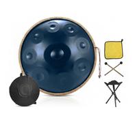 Handpan, strumento da 55,9 cm, re minore 9, 10, 12 note, frequenza 432 Hz, 440 Hz, per bilanciamento dei chakra, terapia del bagno, tamburo professionale in acciaio con tutti gli elementi essenziali