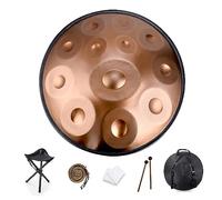 Handpan, tamburo a mano, 22 pollici, in D-Moll, 432 Hz, con supporto e custodia, in acciaio per la guarigione del suono e la meditazione, incluse 2 bacchette per mano