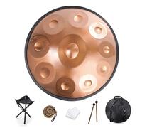 Handpan, tamburo a mano, 22 pollici, in D-Moll, 432 Hz, con supporto e custodia, in acciaio per la guarigione del suono e la meditazione, incluse 2 bacchette per mano