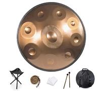 Handpan, tamburo a mano, 22 pollici, in D-Moll, 432 Hz, con supporto e custodia, in acciaio per la guarigione del suono e la meditazione, incluse 2 bacchette per mano