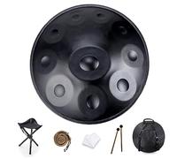 Handpan, tamburo a mano, 22 pollici, in D-Moll, 432 Hz, con supporto e custodia, in acciaio per la guarigione del suono e la meditazione, incluse 2 bacchette per mano
