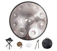 Handpan, tamburo a mano, 22 pollici, in D-Moll, 432 Hz, con supporto e custodia, in acciaio per la guarigione del suono e la meditazione, incluse 2 bacchette per mano