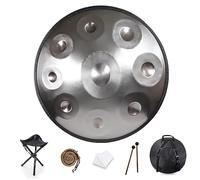 Handpan, tamburo a mano, 22 pollici, in D-Moll, 432 Hz, con supporto e custodia, in acciaio per la guarigione del suono e la meditazione, incluse 2 bacchette per mano