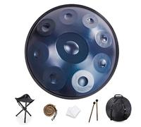 Handpan, tamburo a mano, 22 pollici, in D-Moll, 432 Hz, con supporto e custodia, in acciaio per la guarigione del suono e la meditazione, incluse 2 bacchette per mano