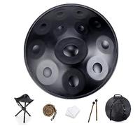 Handpan, tamburo a mano, 22 pollici, in D-Moll, 432 Hz, con supporto e custodia, in acciaio per la guarigione del suono e la meditazione, incluse 2 bacchette per mano