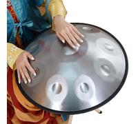 Handpan/Tamburo A Mano In Acciaio 56cm 9/10/12 Note 432Hz / 440Hz Percussioni Armoniche Hand Pan Tamburi Con Borsa Morbida Per Handpan,2 Mazze,Supporto(Color:Argento)