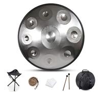 Handpan, tamburo a mano in D-Moll, 9 note, 22 pollici, strumento manuale in acciaio, 432 Hz, tamburo a mano, con custodia morbida, 2 bacchette per mano, supporto per la guarigione del suono,