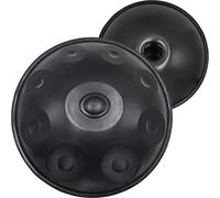 Handpan Tamburo in acciaio per prestazioni professionali, 22 pollici 9 note D Minor Heavy Duty Hand Drum Percussion Instrument con borsa da viaggio morbida e supporto (Color : Black)