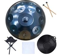 Handpan - Tamburo manuale in re minore, 22", con custodia e treppiede, produzione audio professionale, 9 toni, blu