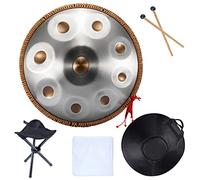 Handpan - Tamburo manuale in re minore, 22", con custodia e treppiede, produzione audio professionale, 9 toni, blu