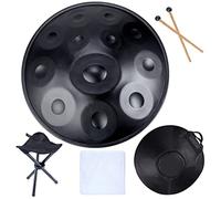 Handpan - Tamburo manuale in re minore, 22", con custodia e treppiede, produzione audio professionale, 9 toni, blu