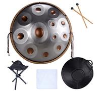 Handpan - Tamburo manuale in re minore, 22", con custodia e treppiede, produzione audio professionale, 9 toni, blu