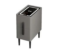 HanDpi Comodino, Comodino Moderno con Stazione di Ricarica Wireless, Luce LED Regolabile a Tre Colori, Comodino Sottile, Piano in Vetro temperato, Elegante mobiletto per Il Letto (20x40x49 cm)