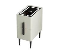 HanDpi Comodino, Comodino Moderno con Stazione di Ricarica Wireless, Luce LED Regolabile a Tre Colori, Comodino Sottile, Piano in Vetro temperato, Elegante mobiletto per Il Letto (25x40x49 cm)