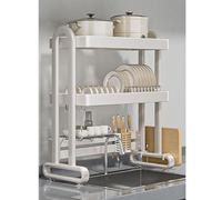 HanDpi Scolapiatti da lavello in Acciaio Inox a Strato Singolo/Doppio con portautensili, Ampio Spazio di archiviazione in Cucina, Design salvaspazio per Il bancone della Cucina, portaposate