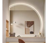HanDpi Specchio Decorativo Moderno a LED Senza Cornice, Specchio da Trucco antiappannamento a Mezzaluna per Il Bagno, Interruttore Touch, dimmerabile Intelligente, Illuminazione Frontale e retroil