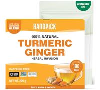 HANDPICK, Tè Curcuma e Zenzero - 100 Filtri Ecologici - Senza Caffeina e Senza Glutine - Con Radice Pura di Curcuma e Zenzero - Gusto Intenso e Speziato - Sigillato Sottovuoto