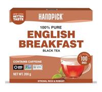 HANDPICK, Tè English Breakfast (100 bustine di tè) Senza Glutine, non OGM, Tè Nero Inglese - Gusto Robusto e Forte - Bustine Di Tè Rotonde Ecologiche - Direttamente Dalla Fonte