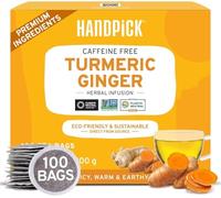 HANDPICK Tisana Curcuma e Zenzero | 100 Filtri Ecologici | Senza Caffeina e Senza Glutine | Con Radice Pura di Curcuma e Zenzero | Gusto Intenso e Speziato | Sigillato Sottovuoto