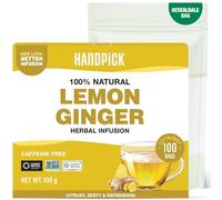 HANDPICK, Tisana Zenzero e Limone (100 bustine) Senza Glutine, non OGM, Tisana Frutta Limone e Zenzero - Gusto Agrumato e Rinfrescante