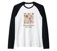 Handpicked By God Floral Folk Art Garden Christian Maglia con Maniche Raglan