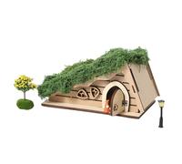 Hands craft fairy house - miniature DIY building kit | wooden triangular design creative decoration for bookshelf windowsill home gift for kids daughters sons 22x12.8x11.5cm