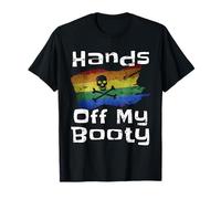 Hands off My Booty - Bandiera Pirata Arcobaleno del Gay Pride invecchiata Maglietta
