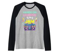 Hands-on Learning is My Jam 80s Retro Insegnanti & Studenti Maglia con Maniche Raglan