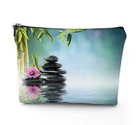 Hands, trousse da viaggio per il trucco, con mani colorate con terzo occhio malvagio, da donna, grande, in lino, organizer per cosmetici, articoli da toeletta, multicolore, 17,8 x 22,9 cm, Blu