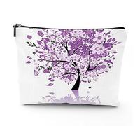 Hands, trousse da viaggio per il trucco, con mani colorate con terzo occhio malvagio, da donna, grande, in lino, organizer per cosmetici, articoli da toeletta, multicolore, 17,8 x 22,9 cm, Viola_11,