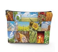 Hands, trousse da viaggio per il trucco, con mani colorate con terzo occhio malvagio, da donna, grande, in lino, organizer per cosmetici, articoli da toeletta, multicolore, 17,8 x 22,9 cm,