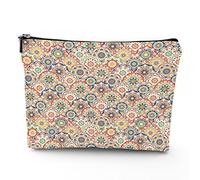 Hands, trousse da viaggio per il trucco, con mani colorate con terzo occhio malvagio, da donna, grande, in lino, organizer per cosmetici, articoli da toeletta, multicolore, 17,8 x 22,9 cm,