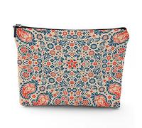 Hands, trousse da viaggio per il trucco, con mani colorate con terzo occhio malvagio, da donna, grande, in lino, organizer per cosmetici, articoli da toeletta, multicolore, 17,8 x 22,9 cm, Arancione