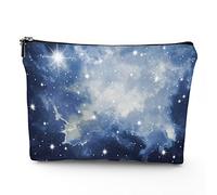 Hands, trousse da viaggio per il trucco, con mani colorate con terzo occhio malvagio, da donna, grande, in lino, organizer per cosmetici, articoli da toeletta, multicolore, 17,8 x 22,9 cm, Blu