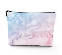 Hands, trousse da viaggio per il trucco, con mani colorate con terzo occhio malvagio, da donna, grande, in lino, organizer per cosmetici, articoli da toeletta, multicolore, 17,8 x 22,9 cm, Blu Rosa_5,