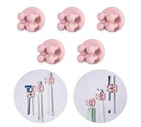 Handship 5 ganci da parete rotondi autoadesivi rosa | Silicone senza trapano da appendere alla parete impermeabile rimovibile per camera da letto bagno cucina
