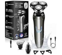 Handsomeface Rasoio elettrico per uomo, rasoio elettrico 4 in 1 per uomo, rasoio rotativo a umido e a secco, rasoio rotativo senza fili, USB ricaricabile, regalo per papà, marito