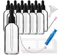 HandsUnity 100ml-12pz Bottiglia di Vetro per Pipette - Set di Barattoli da Farmacia in Vetro Chiaro con Tappo Nero per Pipette include 29pcs Accessori Ausiliari Bottiglie di Vetro Trasparente