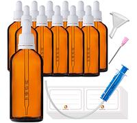 HandsUnity 100ml-12pz Bottiglia Pipetta Piccola Bottiglia di Vetro - set di Vasetti da Farmacia in Vetro Ambrato con Tappo Bianco per Pipetta include 29pcs Accessori Bottiglie di Vetro Marrone