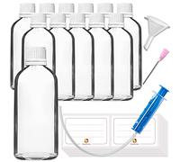 HandsUnity 100ml-12pz di Flacone Contagocce - Piccola Bottiglia di Vetro Chiaro Set di Vetro da Farmacia con Tappo Bianco Contagocce in Vetro Trasparente Set compresi 30 Accessori ausiliari