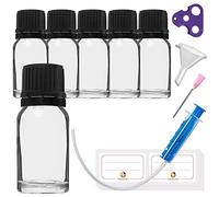 HandsUnity 10ml-6pz di Flacone Contagocce - Piccola Bottiglia di Vetro Chiaro set di Vetro da Farmacia con Tappo Nero Contagocce in Vetro Trasparente set compresi 18 Accessori ausiliari