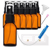 HandsUnity 15 ml-12 pezzi di flacone spray in vetro - set di flaconi in vetro ambra farmacia con vaporizzatore nero flacone spray in vetro marrone compreso 29 accessori