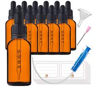 HandsUnity 30ml-12pz Bottiglia Pipetta Piccola Bottiglia di Vetro - set di Vasetti da Farmacia in Vetro Ambrato con Tappo Nero per Pipetta include 29pcs Accessori Bottiglie di Vetro Marrone