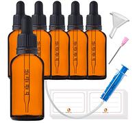 HandsUnity 30ml-6pz Bottiglia Pipetta Piccola Bottiglia di Vetro - set di Vasetti da Farmacia in Vetro Ambrato con Tappo Nero per Pipetta include 17pcs Accessori Bottiglie di Vetro Marrone