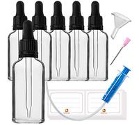 HandsUnity 50ml-6pz Bottiglia di Vetro per Pipette - Set di Barattoli da Farmacia in Vetro Chiaro con Tappo Nero per Pipette include 17pcs Accessori Ausiliari Bottiglie di Vetro Trasparente