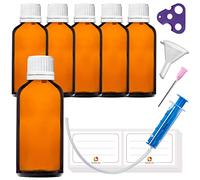 HandsUnity 50ml-6pz di Flacone con Contagocce - Piccolo Flacone di Vetro Ambrato da Farmacia con Tappo Bianco Contagocce in Vetro Marrone set Compresi 18 Accessori ausiliari