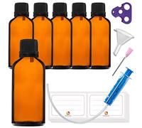 HandsUnity 50ml-6pz di Flacone con Contagocce - Piccolo Flacone di Vetro Ambrato da Farmacia con Tappo Nero Contagocce in Vetro Marrone Set Compresi 18 Accessori ausiliari