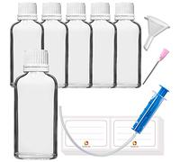 HandsUnity 50ml-6pz di Flacone Contagocce - Piccola Bottiglia di Vetro Chiaro Set di Vetro da Farmacia con Tappo Bianco Contagocce in Vetro Trasparente Set compresi 18 Accessori ausiliari